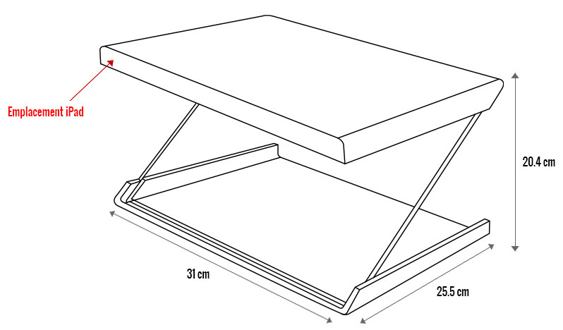 Dimensions vitrine holographique ZED iPad