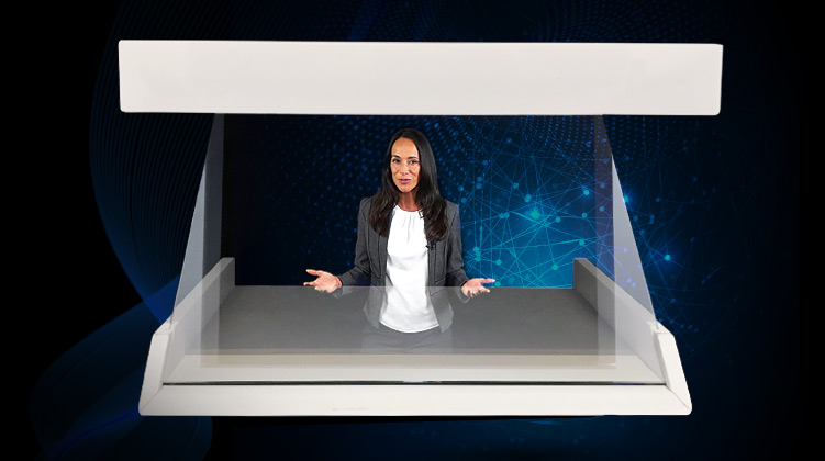 Speakerine holographique vitrine iPad