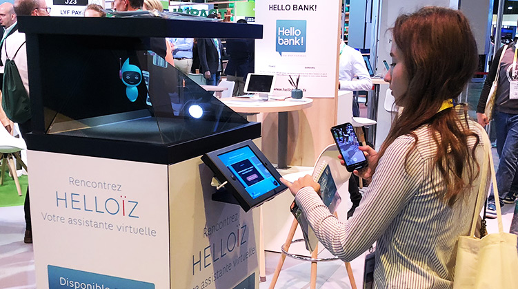 Borne holographique interactive HellBank Vivatech 2019