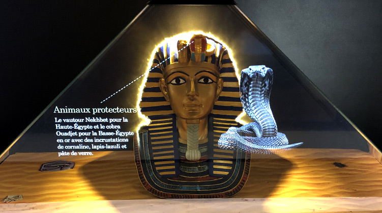 Hologramme en réalité mixte, masque de Toutânkhamon
