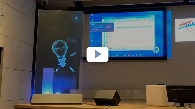 Vidéo hologramme mascotte Opcalia